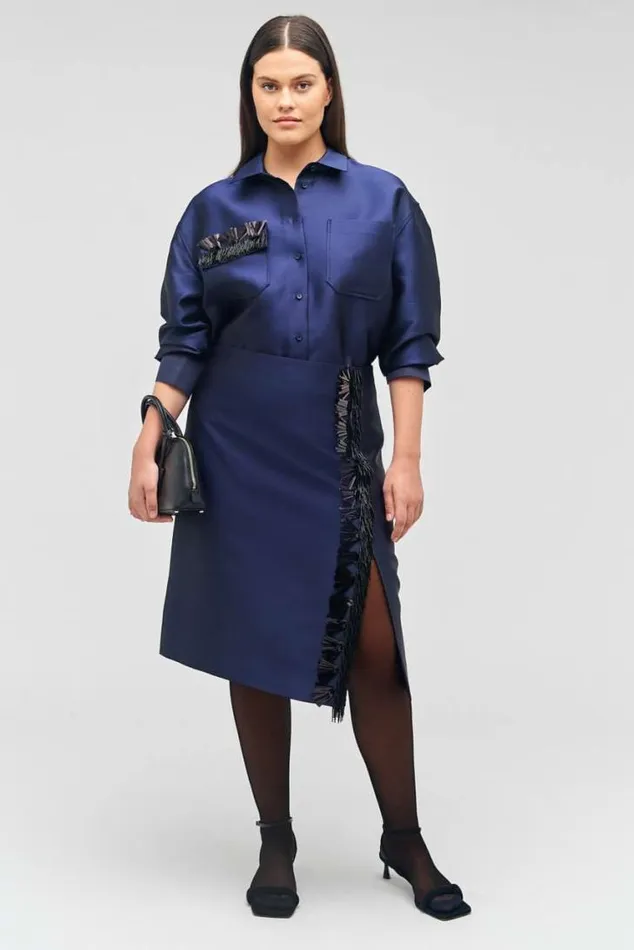 Oroton Skirts Wrap Skirt With Fringe Beading North Sea 8211 Women