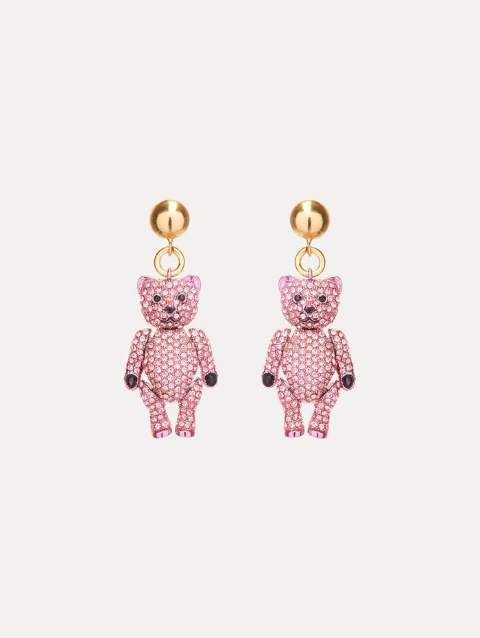 Oscar De La Renta Baby Bear Crystal Earrings Fuchsia Women Earrings