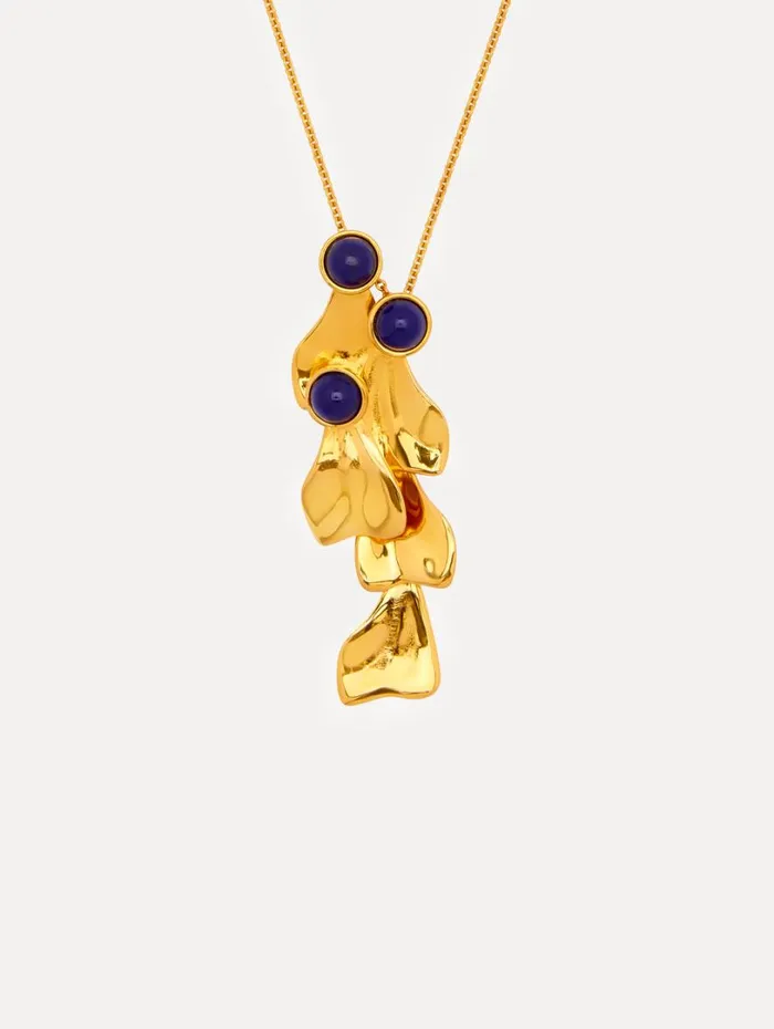 Oscar De La Renta Cabochon Petal Pendant Necklace Lapis Women Necklaces