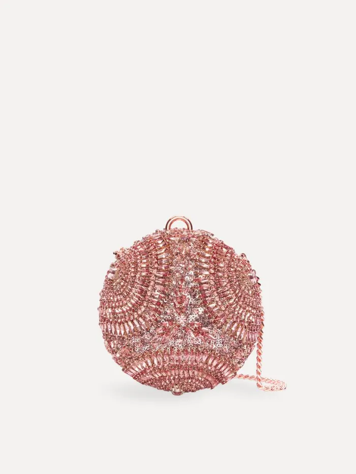 Oscar De La Renta Crystal Embroidered Billiard Bag Blush Women Handbags