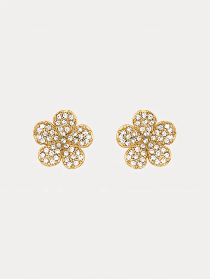 Oscar De La Renta Crystal Flower Stud Earrings Crystal Women Earrings