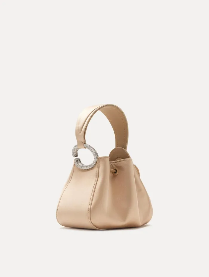 Oscar De La Renta Crystal Pav Nano O Handle Bag Champagne Women Handbags