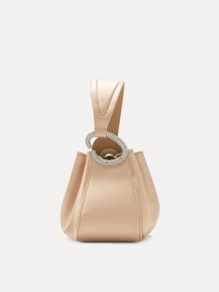 Oscar De La Renta Crystal Pav Nano O Handle Bag Champagne Women Handbags