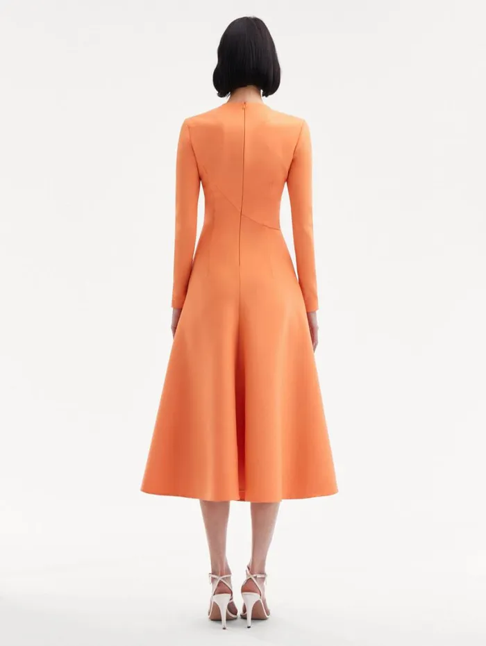 Oscar De La Renta Fern Cutout Midi Dress Apricot Women Dresses Oscar De La Renta Fern Cutout Midi Dress Apricot Women Dresses