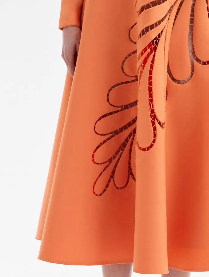 Oscar De La Renta Fern Cutout Midi Dress Apricot Women Dresses Oscar De La Renta Fern Cutout Midi Dress Apricot Women Dresses
