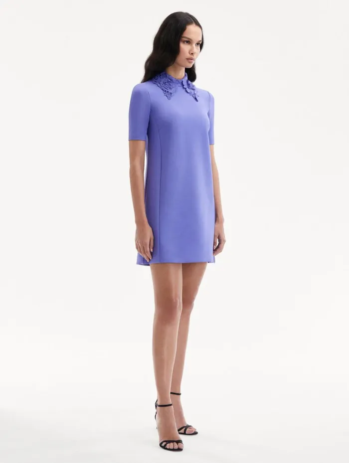 Oscar De La Renta Floral Guipure Collar Mini Dress Crocus Women Dresses Oscar De La Renta Floral Guipure Collar Mini Dress Crocus Women Dresses