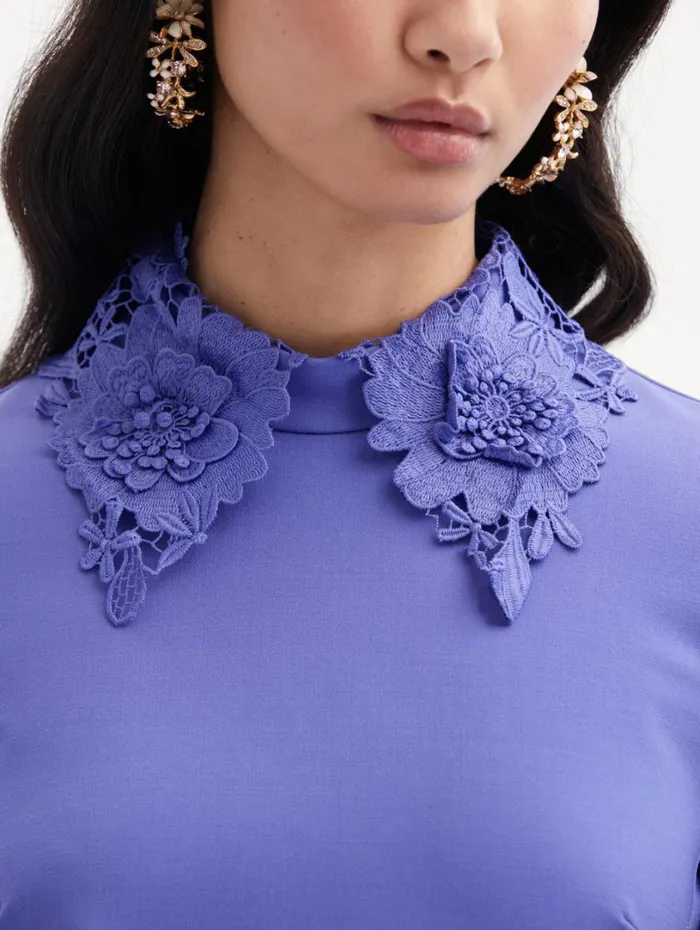 Oscar De La Renta Floral Guipure Collar Mini Dress Crocus Women Dresses Oscar De La Renta Floral Guipure Collar Mini Dress Crocus Women Dresses