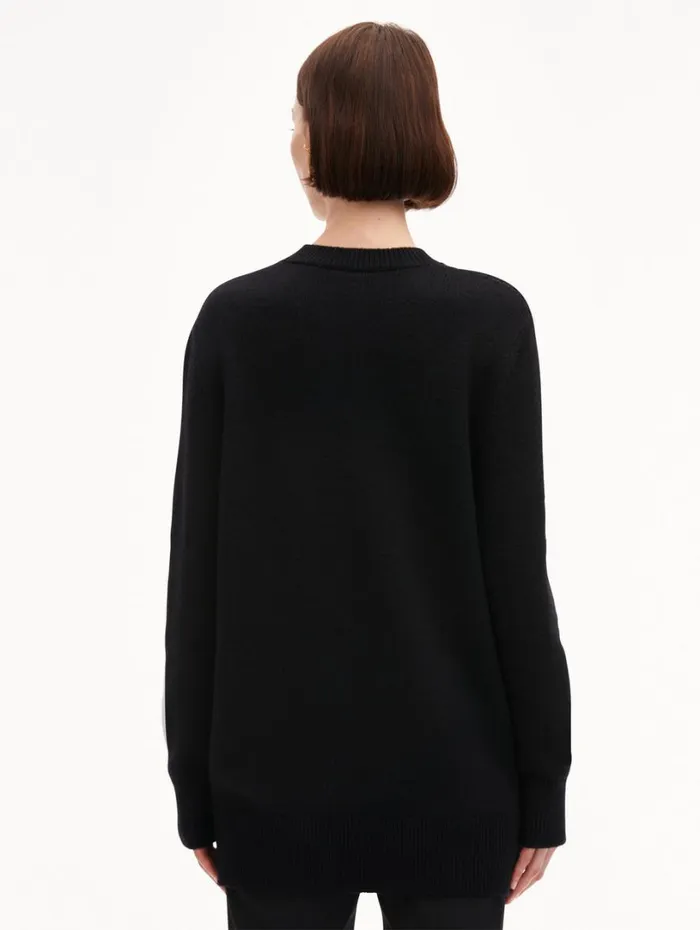 Oscar De La Renta Orchid Crochet Pullover Black Multi Women Blouses and Knits