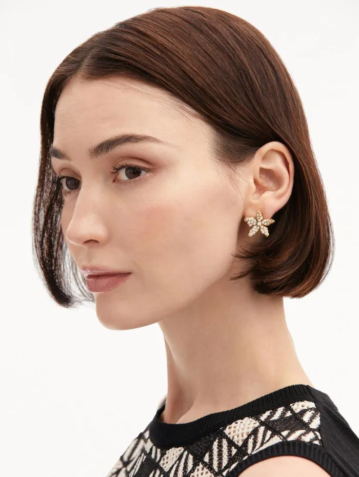 Oscar De La Renta Pav Pearl Flower Earrings Pearl Women Earrings