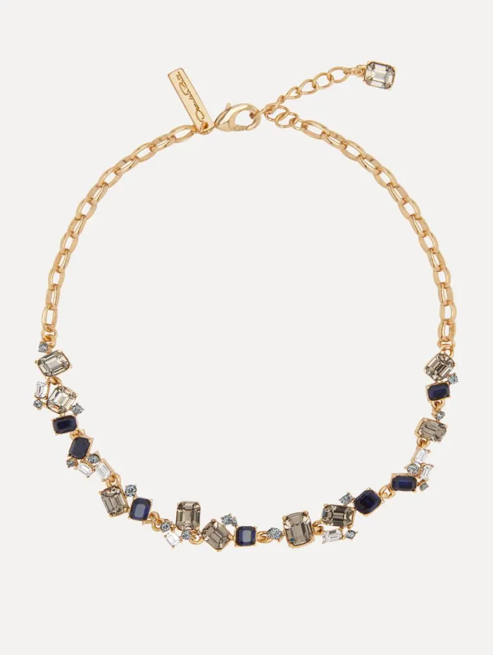 Oscar De La Renta Scramble Crystal Necklace Indigo Women Necklaces
