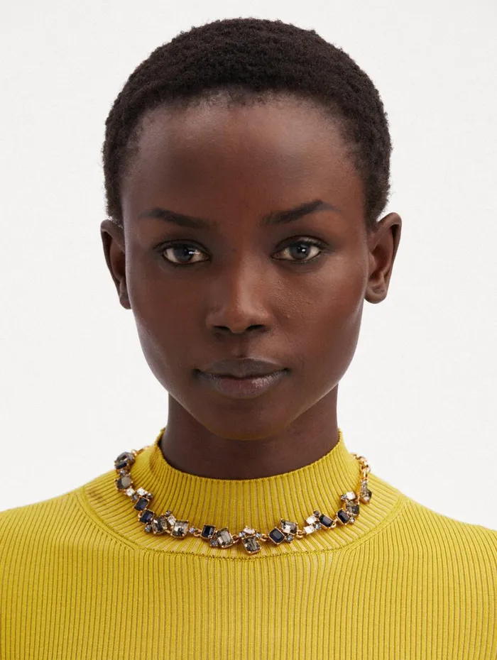 Oscar De La Renta Scramble Crystal Necklace Indigo Women Necklaces