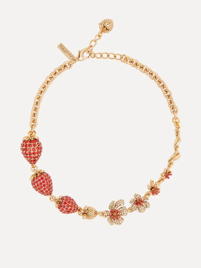 Oscar De La Renta Strawberry and Flower Necklace Red Women Necklaces
