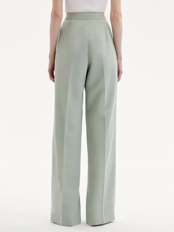 Oscar De La Renta Wide Leg Silk Georgette Pant Eucalyptus Women Pants and Skirts Oscar De La Renta Wide Leg Silk Georgette Pant Eucalyptus Women Pants and Skirts