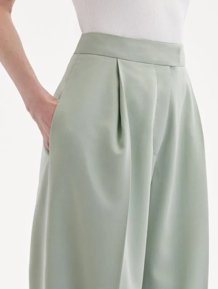 Oscar De La Renta Wide Leg Silk Georgette Pant Eucalyptus Women Pants and Skirts Oscar De La Renta Wide Leg Silk Georgette Pant Eucalyptus Women Pants and Skirts
