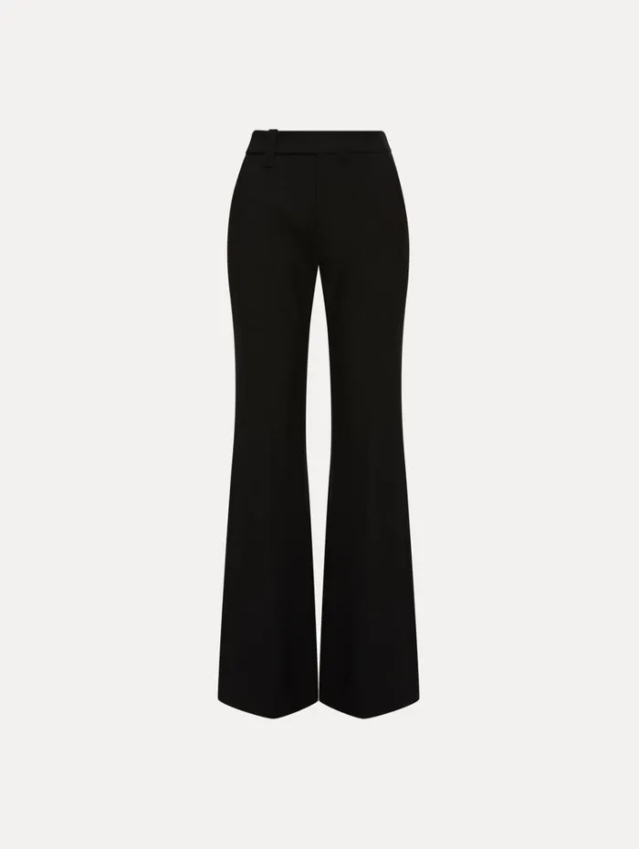 Oscar De La Renta Zip Front Flare Leg Pant Black Women Pants and Skirts