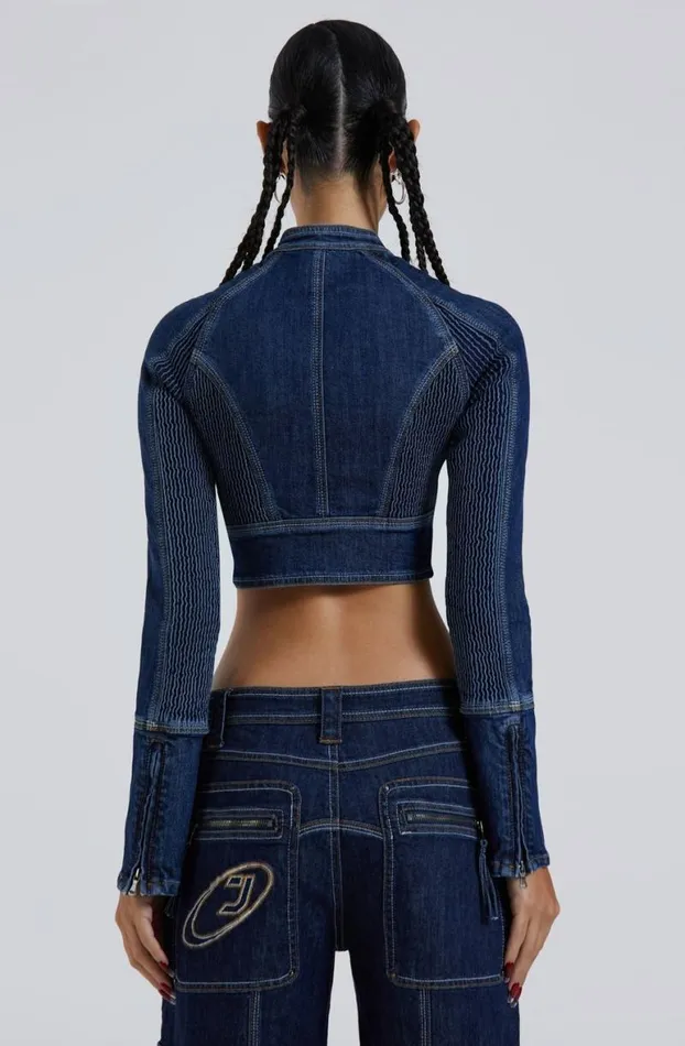 Outerwear Women Jaded London Hudson Indigo Denim Wash Corset Jacket