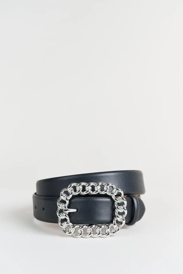 Outlet 8211 Women Belts Elie Tahari Chain Buckle Belt Blacksilver