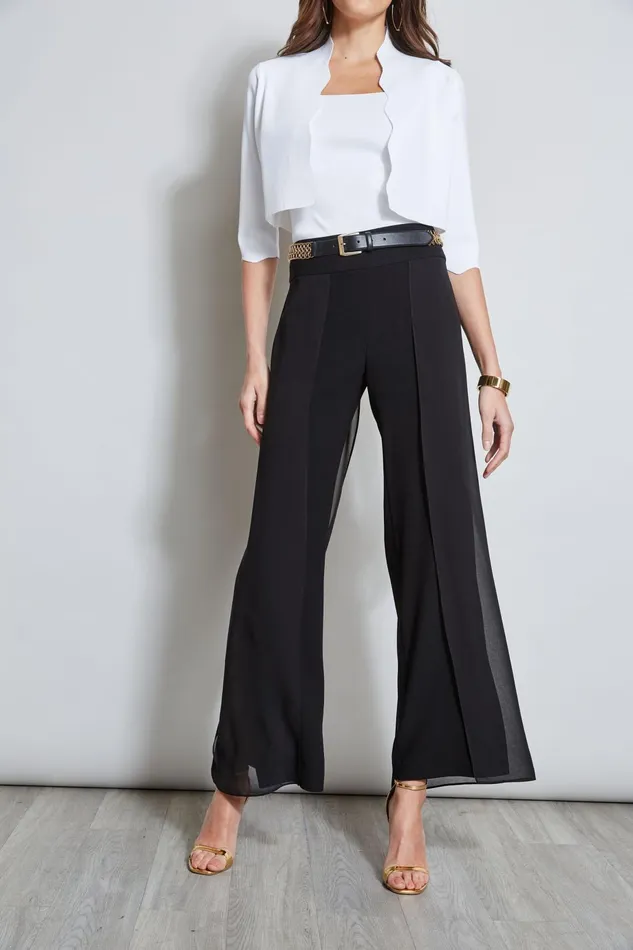 Outlet 8211 Women Bottoms Elie Tahari Chiffon Panel Pant Black