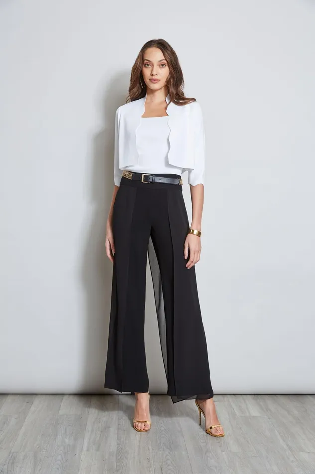 Outlet 8211 Women Bottoms Elie Tahari Chiffon Panel Pant Black
