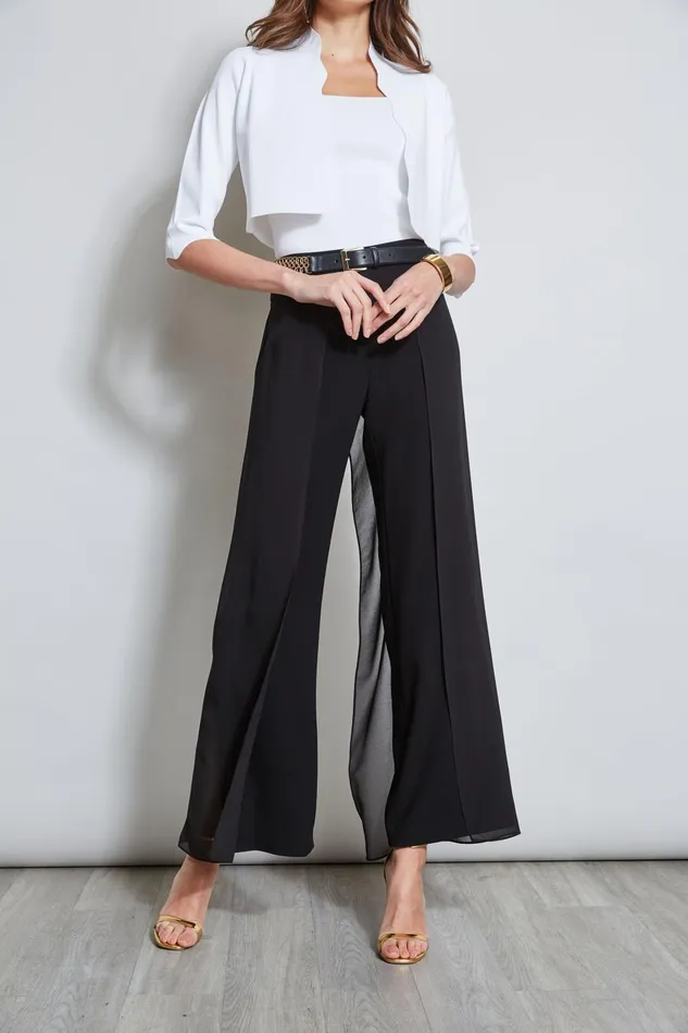 Outlet 8211 Women Bottoms Elie Tahari Chiffon Panel Pant Black