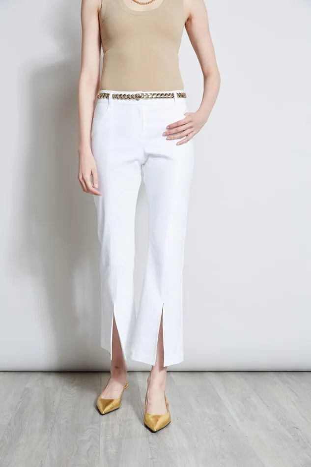 Outlet 8211 Women Bottoms Elie Tahari Cropped Denim Canvas Slit Pant White