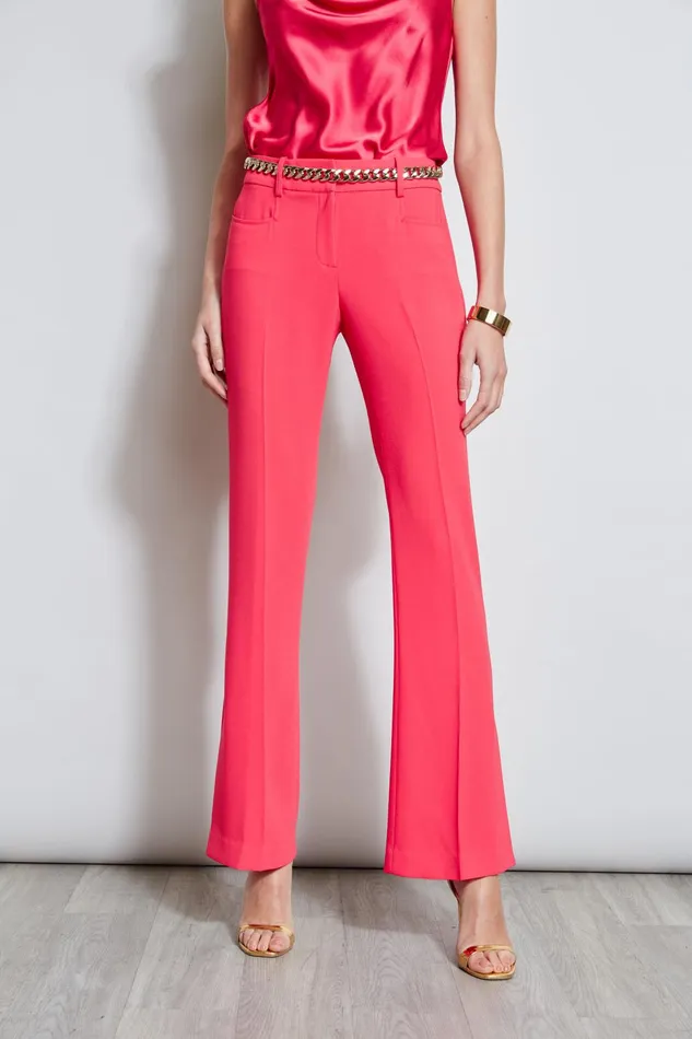 Outlet 8211 Women Bottoms Elie Tahari Fit and Flare Slit Pant Wild Strawberry