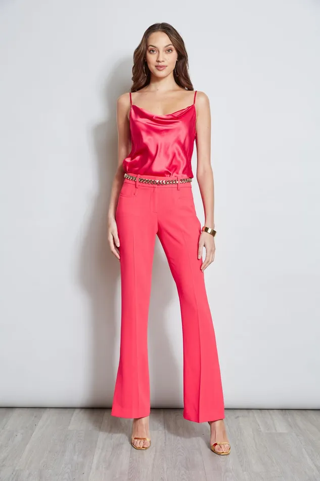 Outlet 8211 Women Bottoms Elie Tahari Fit and Flare Slit Pant Wild Strawberry