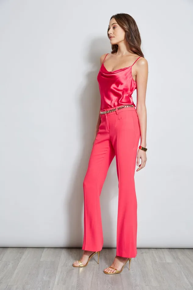 Outlet 8211 Women Bottoms Elie Tahari Fit and Flare Slit Pant Wild Strawberry