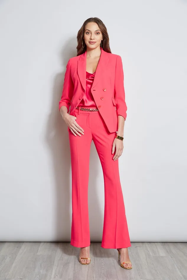 Outlet 8211 Women Bottoms Elie Tahari Fit and Flare Slit Pant Wild Strawberry