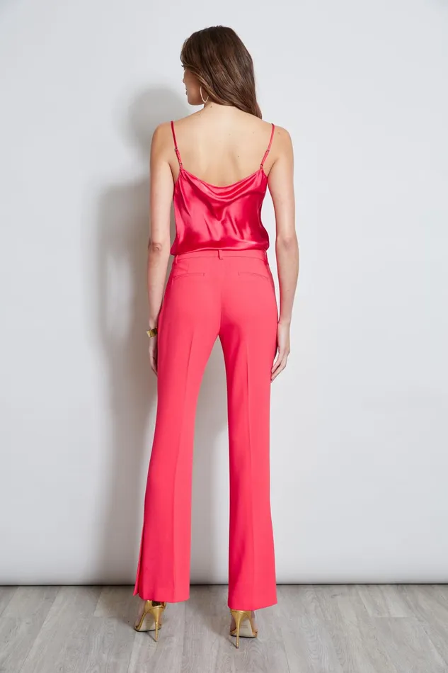 Outlet 8211 Women Bottoms Elie Tahari Fit and Flare Slit Pant Wild Strawberry