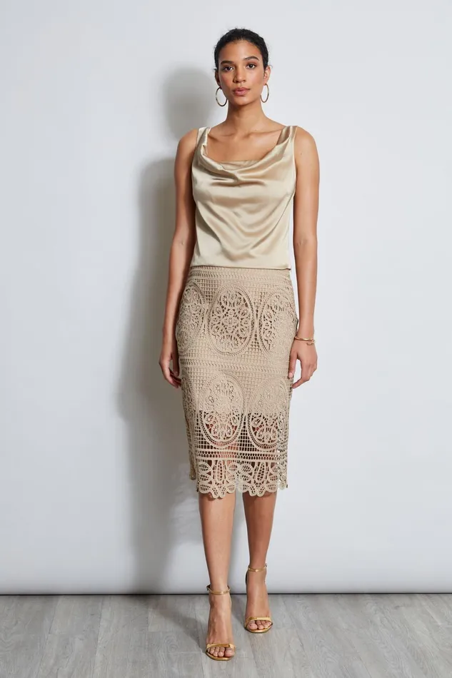Outlet 8211 Women Bottoms Elie Tahari Lace Skirt Sandcastle