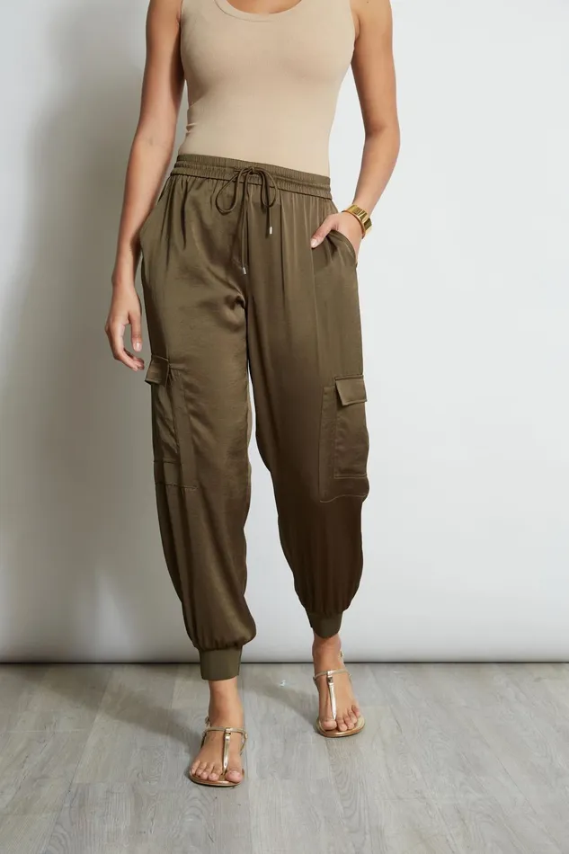 Outlet 8211 Women Bottoms Elie Tahari Satin Cargo Pant Savoy