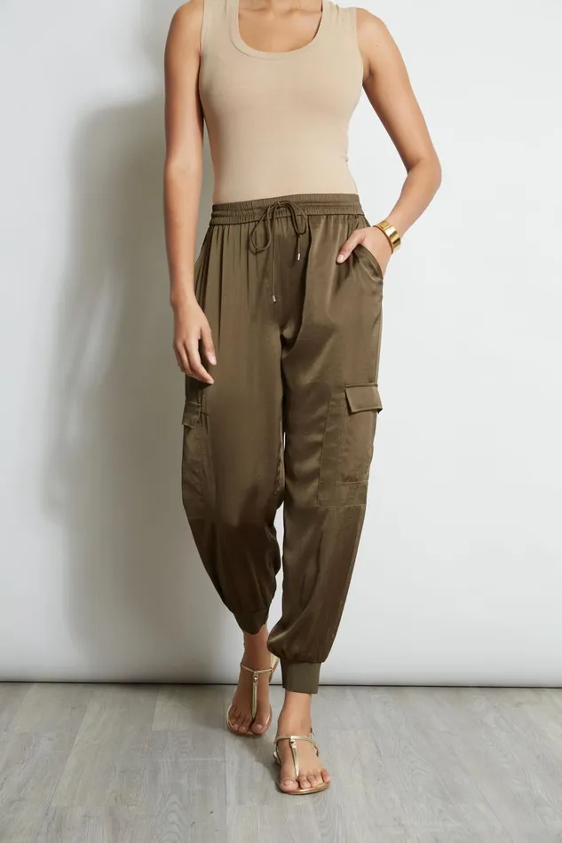 Outlet 8211 Women Bottoms Elie Tahari Satin Cargo Pant Savoy