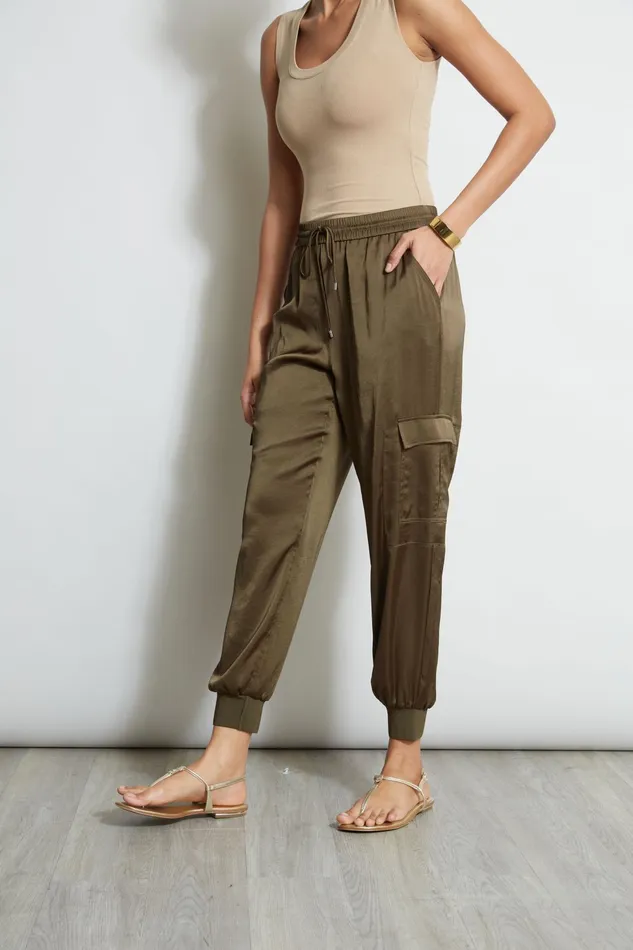 Outlet 8211 Women Bottoms Elie Tahari Satin Cargo Pant Savoy