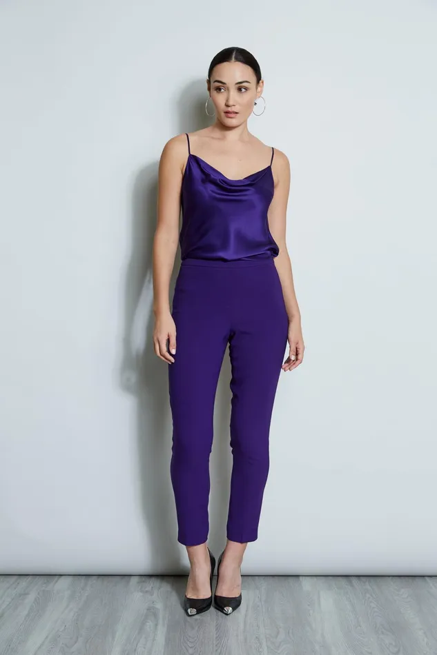 Outlet 8211 Women Bottoms Elie Tahari Slim Fit Crepe Pant Winter Plum