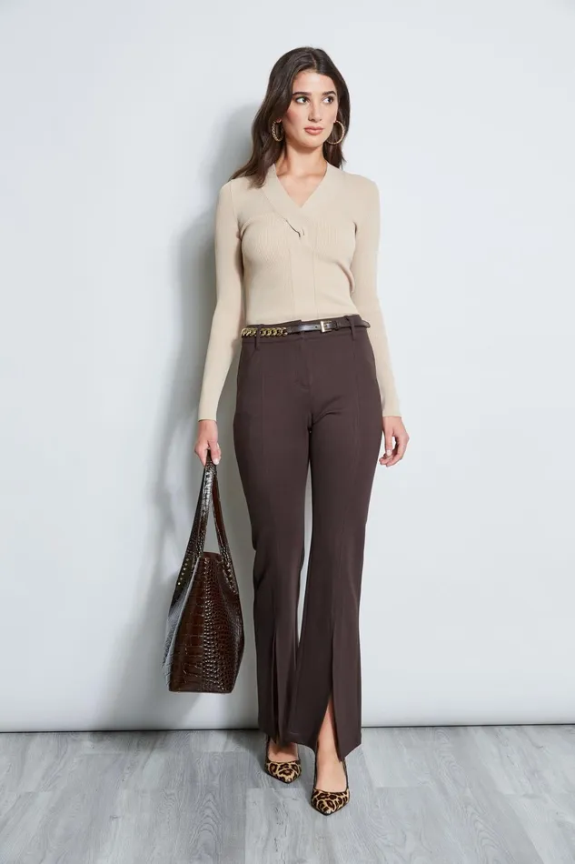 Outlet 8211 Women Bottoms Elie Tahari Slit Front Knit Pant Espresso