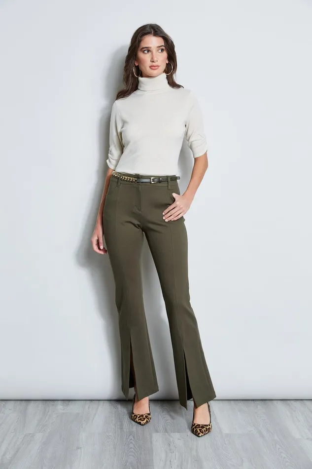 Outlet 8211 Women Bottoms Elie Tahari Slit Front Knit Pant Olive