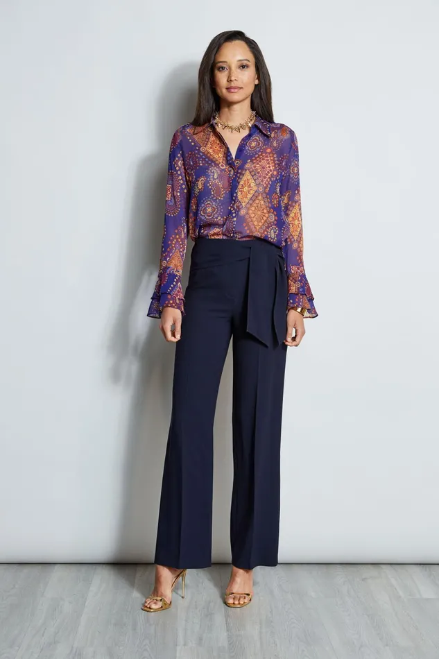 Outlet 8211 Women Bottoms Elie Tahari Wide Leg Sash Pant Stargazer