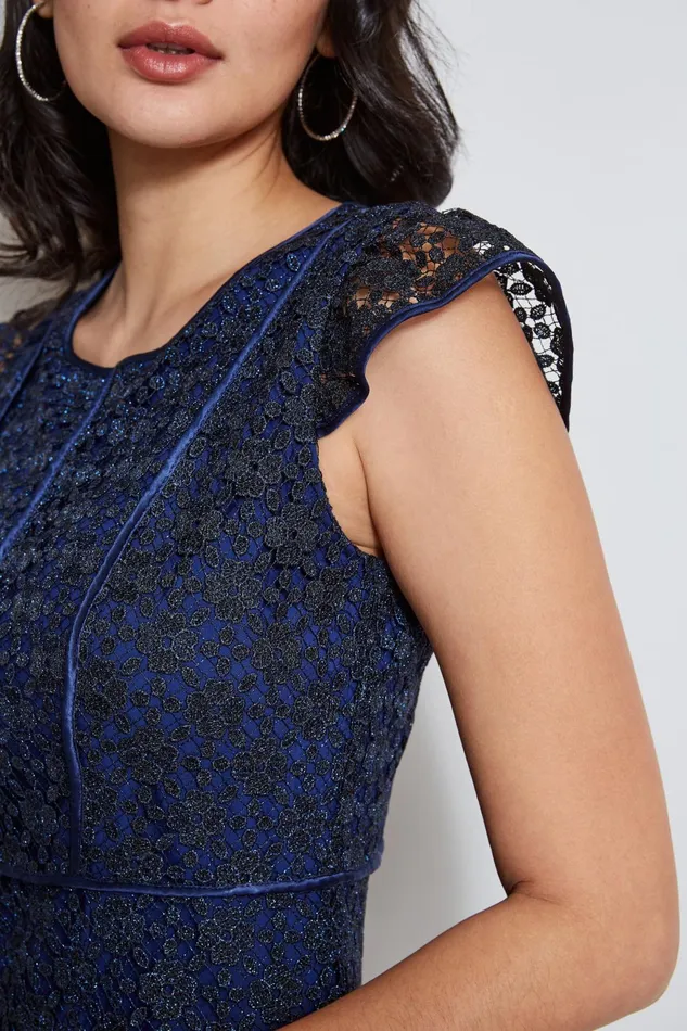 Outlet 8211 Women Dresses and Jumpsuits Elie Tahari Lace Flutter Sleeve Dress Twilight