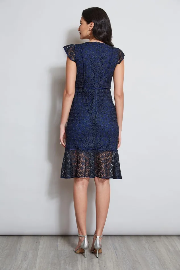 Outlet 8211 Women Dresses and Jumpsuits Elie Tahari Lace Flutter Sleeve Dress Twilight
