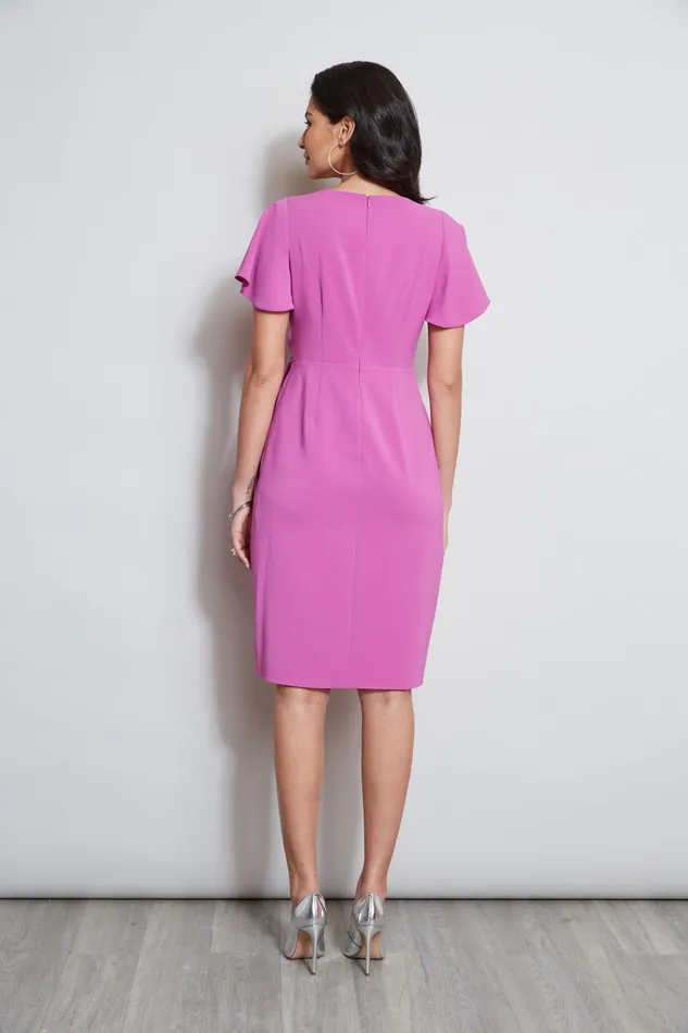 Outlet 8211 Women Dresses and Jumpsuits Elie Tahari Mock Wrap Flutter Sleeve Dress Peony