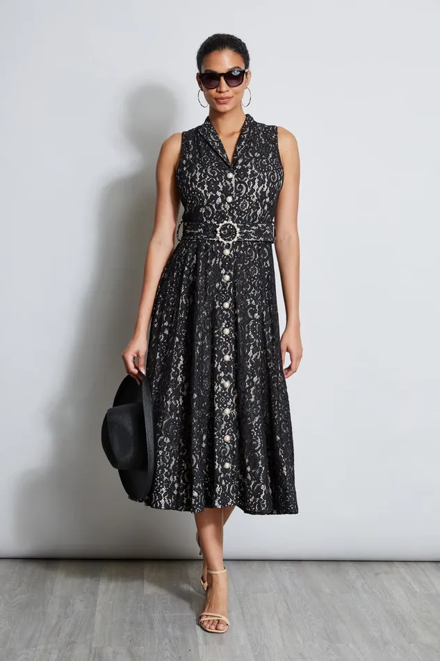 Outlet 8211 Women Dresses and Jumpsuits Elie Tahari Pearl Detail Lace Dress Noir Lace