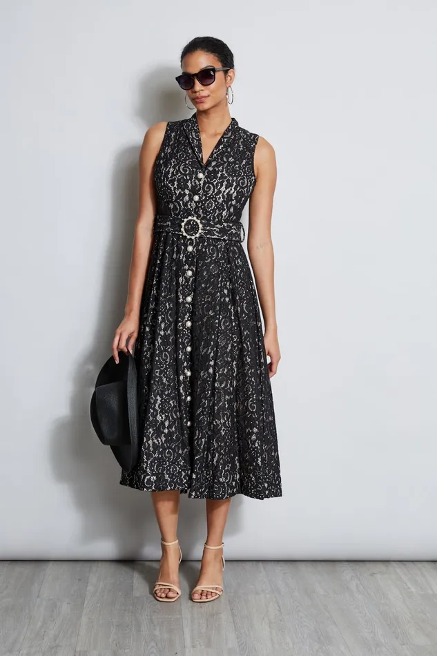 Outlet 8211 Women Dresses and Jumpsuits Elie Tahari Pearl Detail Lace Dress Noir Lace