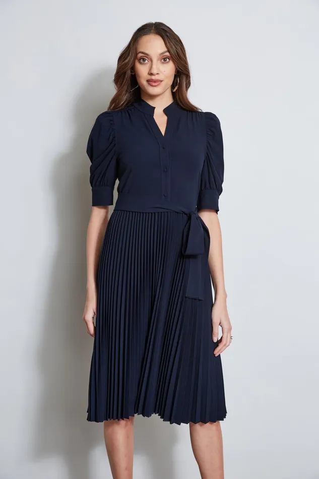 Outlet 8211 Women Dresses and Jumpsuits Elie Tahari Pleated Ruched Sleeve Dress Stargazer