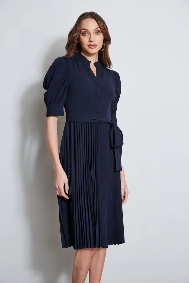 Outlet 8211 Women Dresses and Jumpsuits Elie Tahari Pleated Ruched Sleeve Dress Stargazer