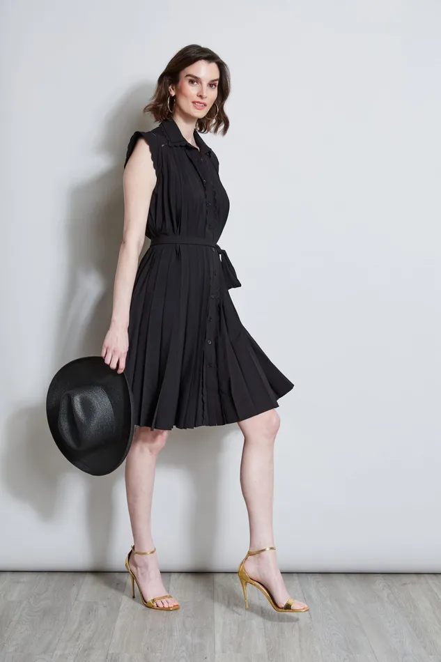 Outlet 8211 Women Dresses and Jumpsuits Elie Tahari Pleated Scallop Dress Noir