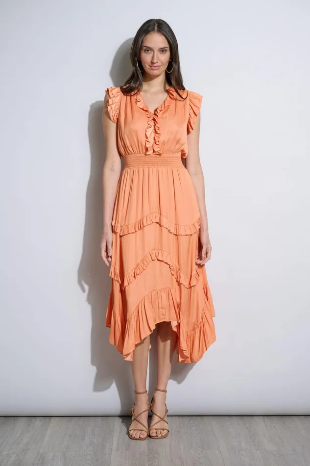 Outlet 8211 Women Dresses and Jumpsuits Elie Tahari Ruffle Midi Dress Hopscotch