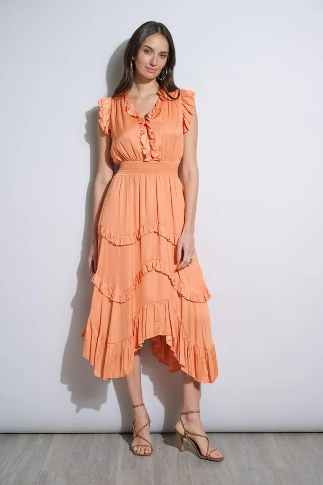 Outlet 8211 Women Dresses and Jumpsuits Elie Tahari Ruffle Midi Dress Hopscotch
