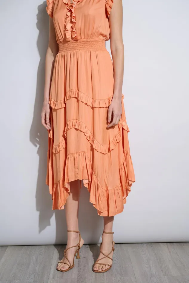 Outlet 8211 Women Dresses and Jumpsuits Elie Tahari Ruffle Midi Dress Hopscotch
