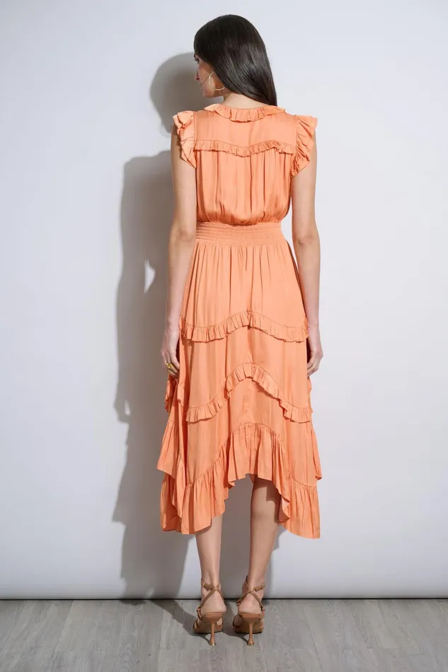 Outlet 8211 Women Dresses and Jumpsuits Elie Tahari Ruffle Midi Dress Hopscotch